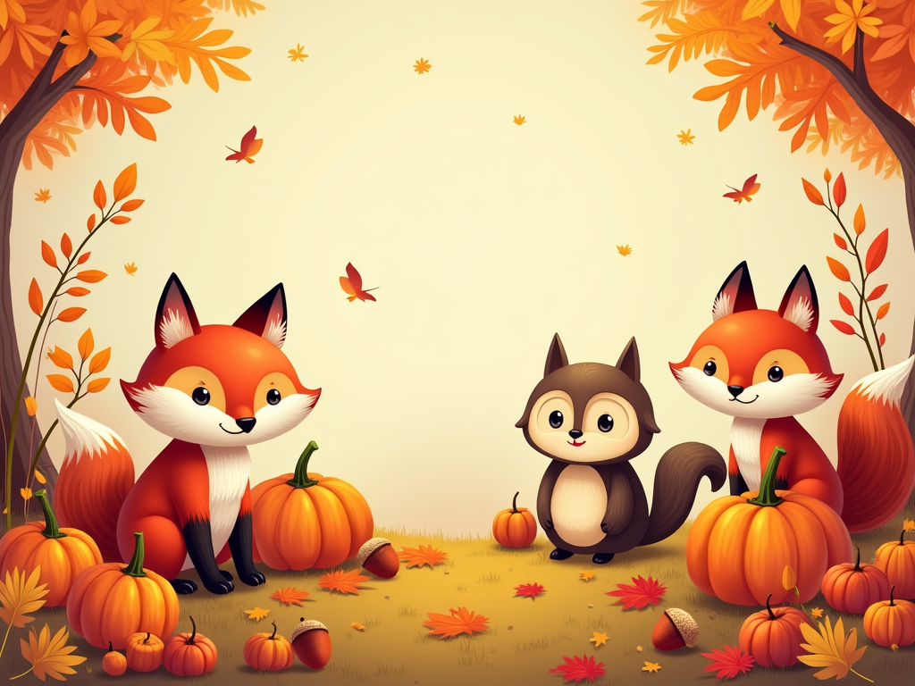 Charming Fall Wallpapers: Cute Animals in Autumn Settings